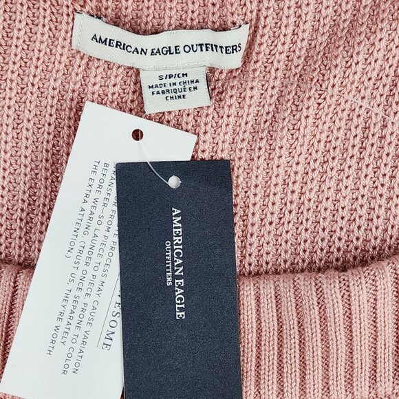 AEO Womens Long Sleeve Sweater Size S Pink and White - Picture 2 of 7